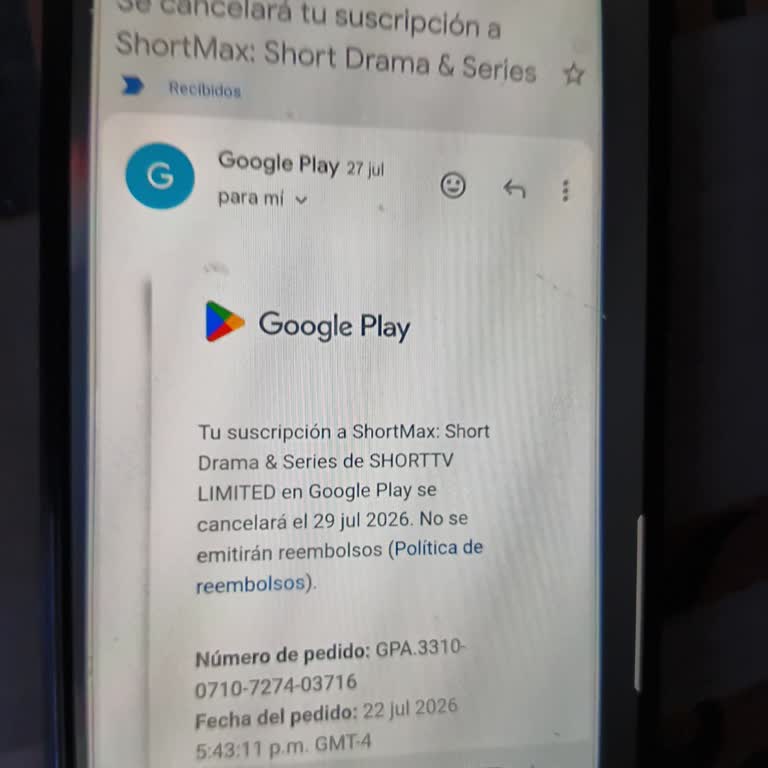 ShortMax, Solicito Cancelación de Suscripción y Rembolso del Cobro Indebido