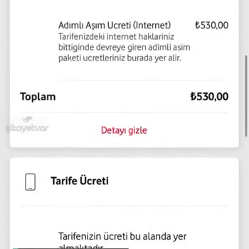 Vodafone Ek Kullanım Fatura Ücreti