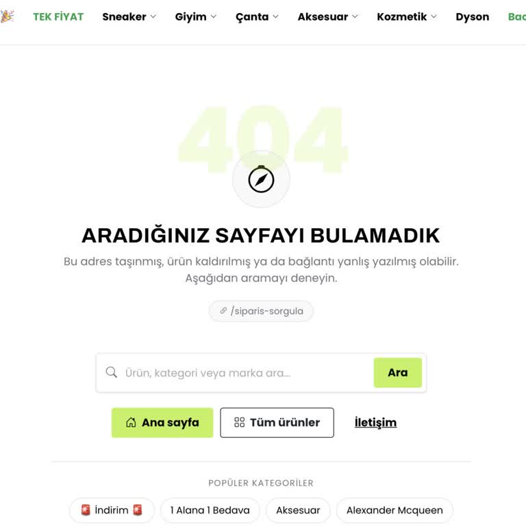 Sipariş Takip Sayfası 404, Ödeme Çekildi Ve Kargo Gönderilmedi