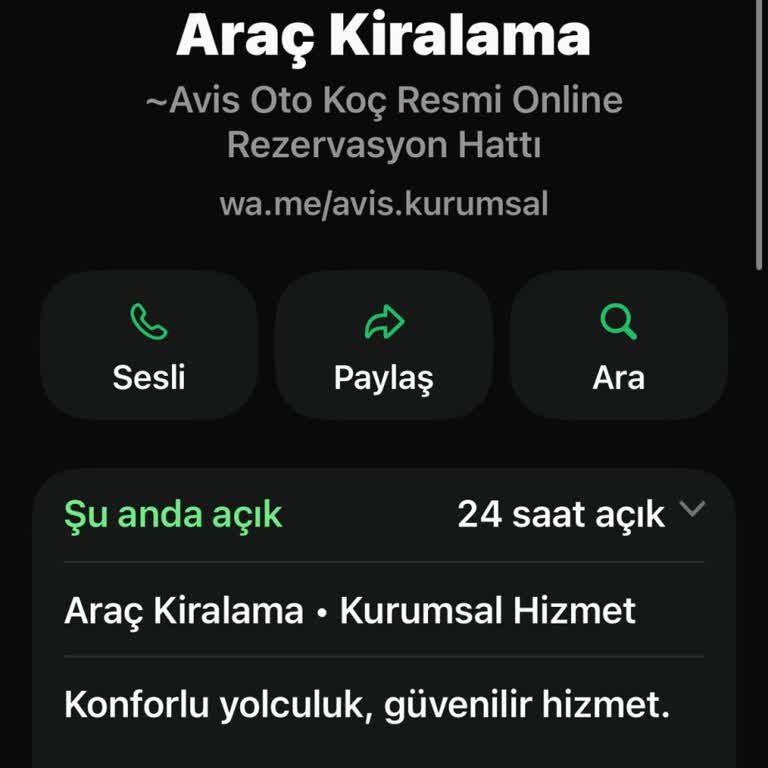 Avis Markasını Kullanan Sahte WhatsApp İletişimi