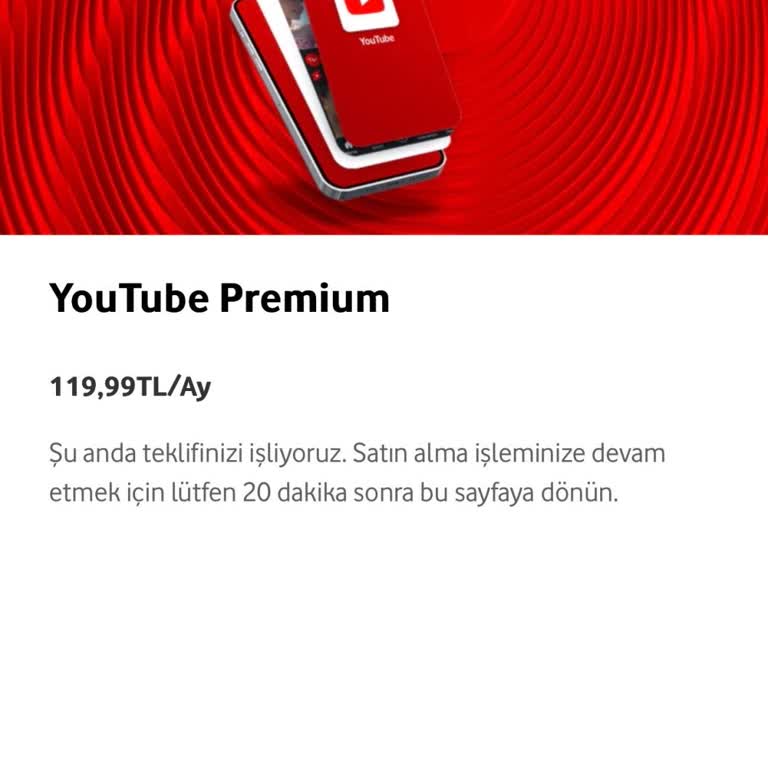 Vodafone Uygulamasında YouTube Premium İptalinde Sürekli Hata