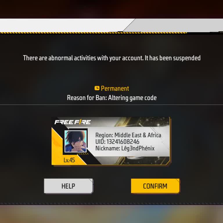 Free Fire ID Permanently Banned for Game Code Modification