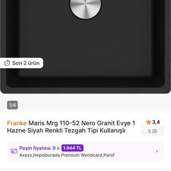 Siyah Granit Evye Üzerinde Silinmez Beyaz Lekeler Ve Ücretsiz Değişim Talebi