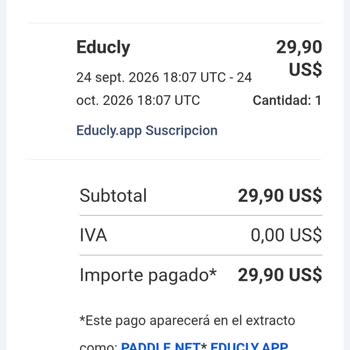 Cargo no reconocido de Educly, exijo anular suscripción y reembolso