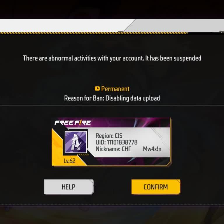 Free Fire MAX Account Suspended for “Disabling Data Upload”