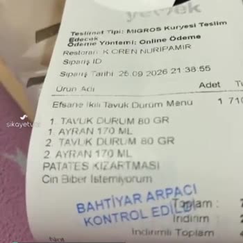 Yaprak Dönercisi Sipariş Yanlış Geldi