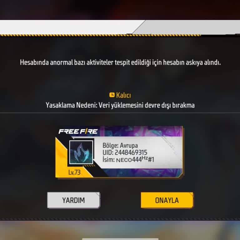 Free Fire Hesabım Haksız Banlandığı İçin Mağdur Oldum