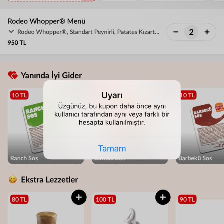 Trendyol GO’da Kuponum Yanlışlıkla Kullanılmış Gösteriliyor