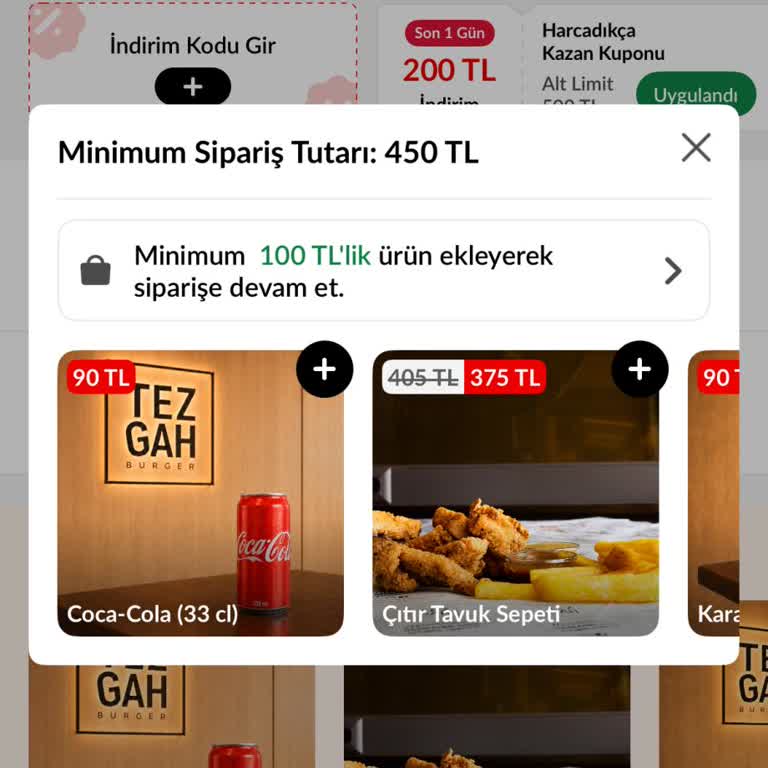 Trendyol Yemek Kupon Minimum Sipariş Tutarına Dahil Edilmediği İçin Kullanılamıyor