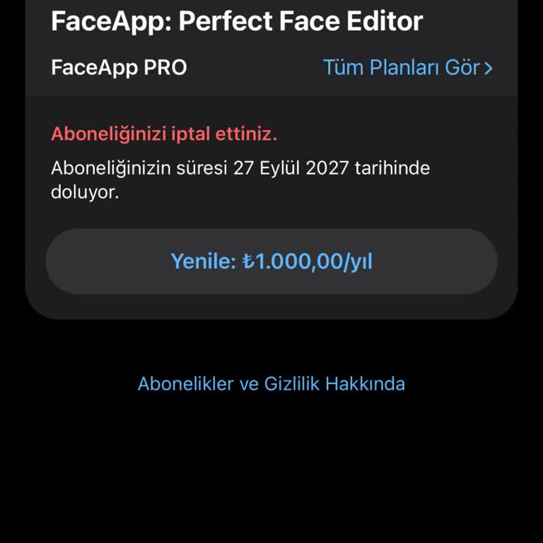 İptal Edilen FaceApp Aboneliği İçin 1.000 TL Apple Ücreti Faturada Görüldü