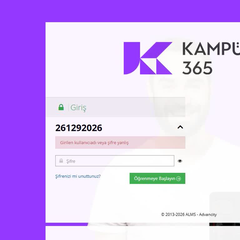 Kampüs365 Hesabına Android Ve Bilgisayarda Girişte Şifre Hatası
