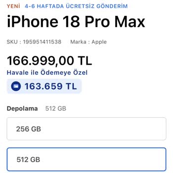 İPhone 18 Pro Max 256 GB Stokta Yok Görünerek Tüketiciyi Daha Pahalı Modele Yönlendirme