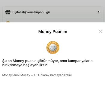 60 TL Money Puanı Hesaba Yüklenmedi