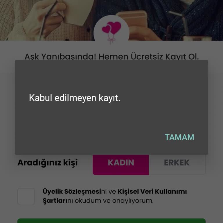 Kabul Edilmeyen Kayıt Hatası Nedeniyle Hesap Açamıyorum