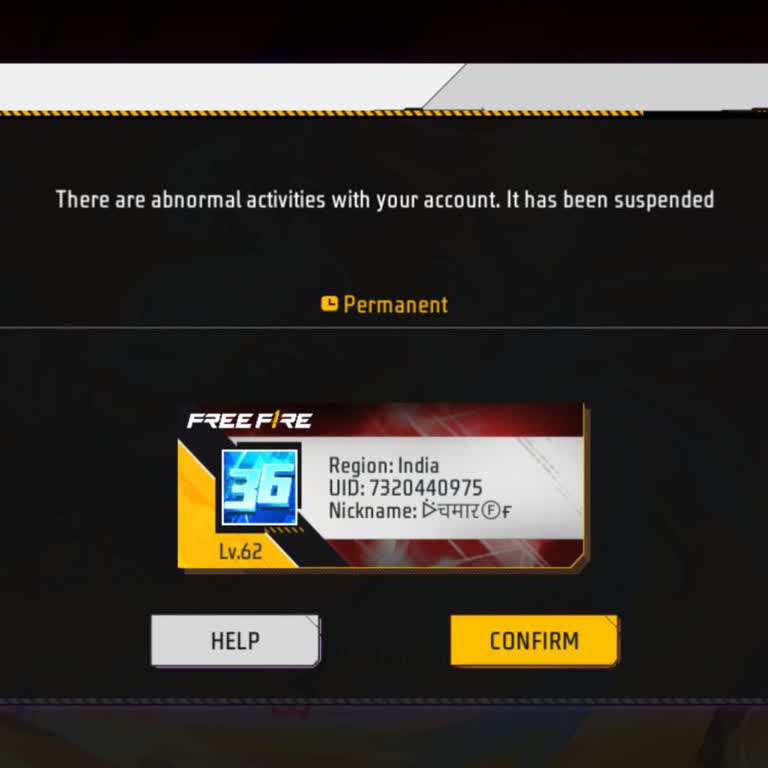 Free Fire MAX Account Permanently Banned for Abnormal Activity