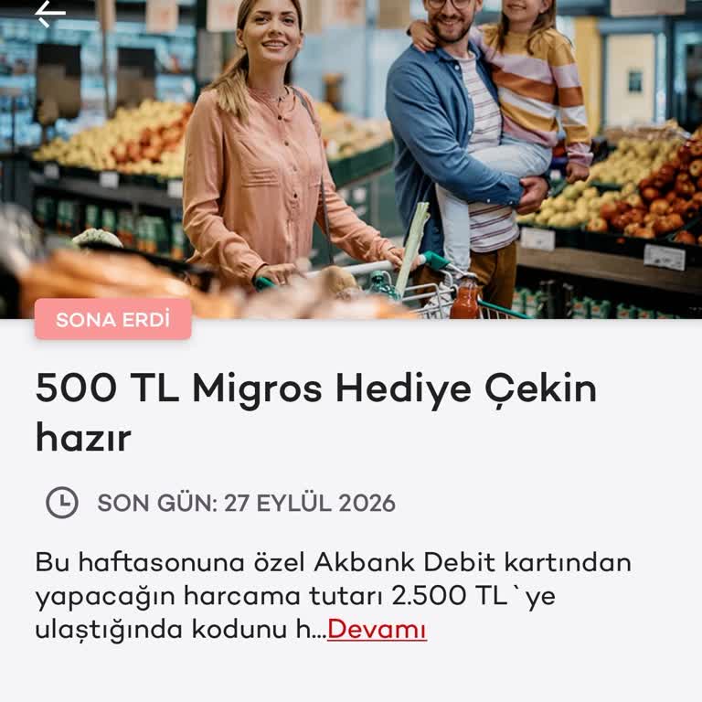 Akbank Mobil Kampanyasında 500 TL Migros Çeki Hala Gelmedi