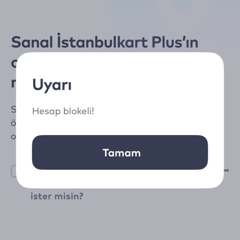 Bloke Edilen Dijital İstanbulkart Plus Hesabım