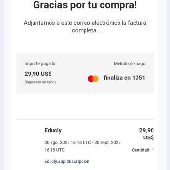 Cargo no autorizado de Educly, solicito devolución y cancelar suscripción