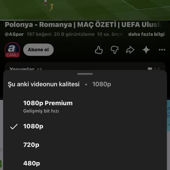 Spor Maç Özetlerinde 1080p Seçili Olmasına Rağmen Görüntü Bulanıklığı