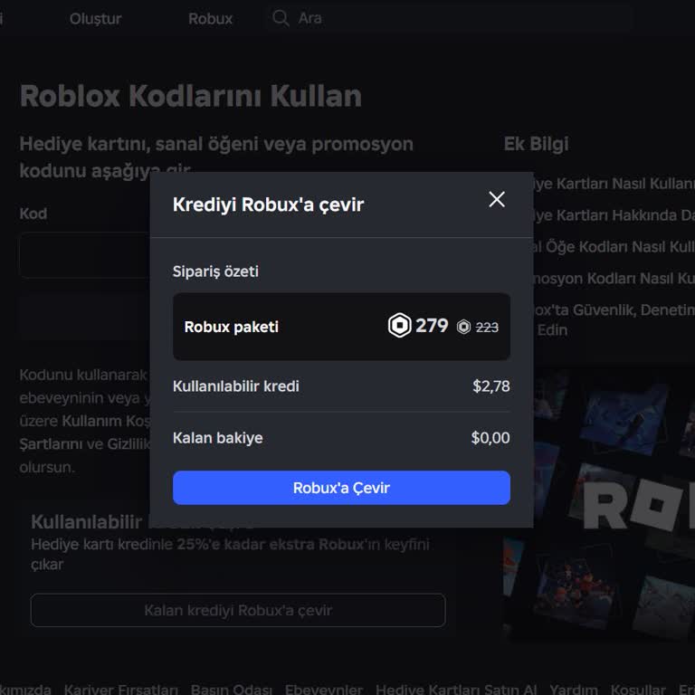 Akcepin'den Aldığım 5.250 Robux Paketi Sadece 223 Robux Olarak Yüklendi İade Talebi