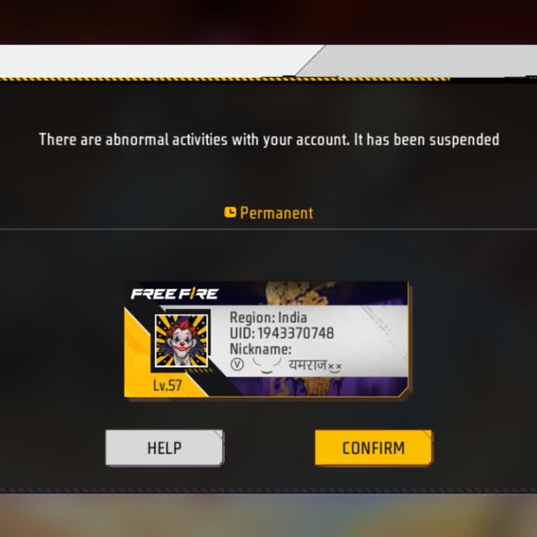 Garena Free Fire Account Permanently Suspended for Abnormal Activity