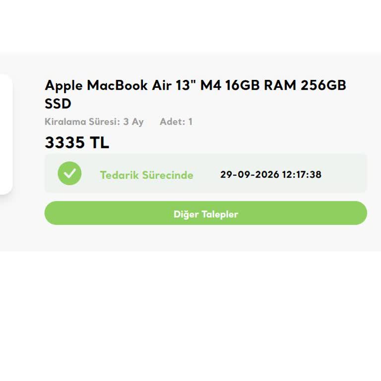 Kiralabunu'da Apple Macbook Air Kargo Gecikmesi Ve Yanıtsız Destek