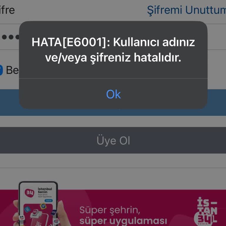 İstanbul Büyükşehir Belediyesi Genç Üniversiteli Burs Başvuru Sisteminde Giriş Hatası E6001
