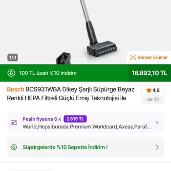 Bosch 9 Serisi Dikey Şarjlı Süpürge Kırılan Parça İçin Yedek Parça Talebi