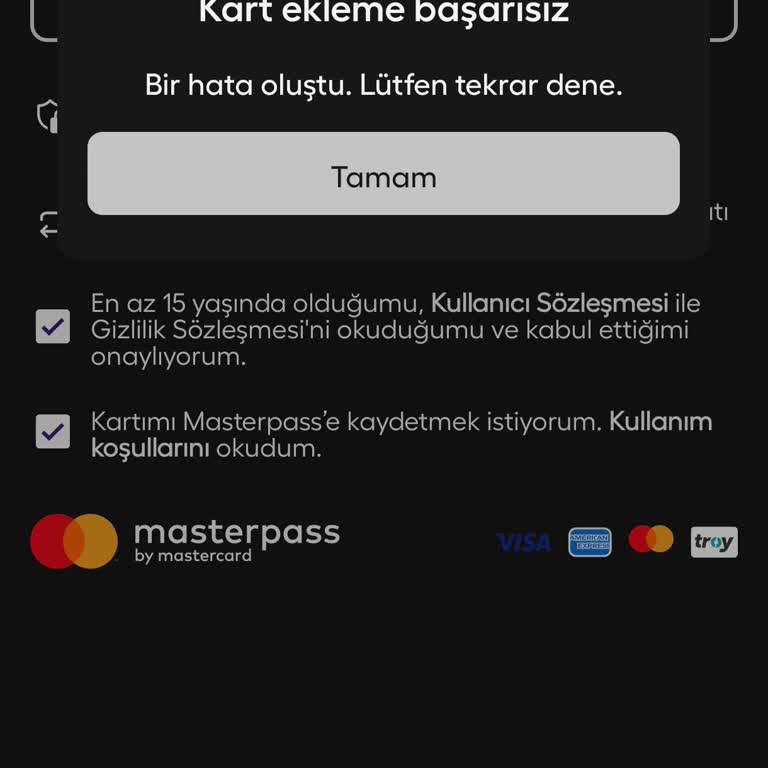 Martı Uygulamasında Kart Ekleme Sorunu Ve Sürekli Hata Mesajı