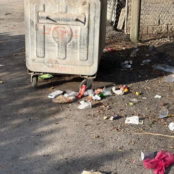 Samanyolu Sokak'ta Çöp Konteyner Çevresi Kirli, Temizlik Personeli Yok