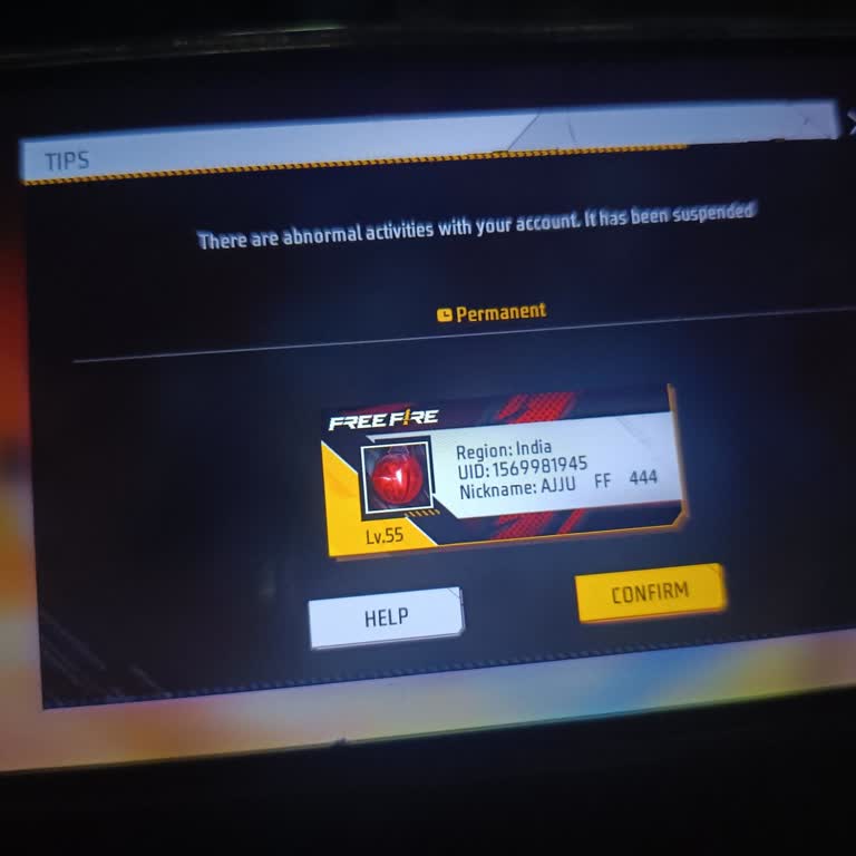 Garena Free Fire Permanent Ban Appeal for UID 1569981945