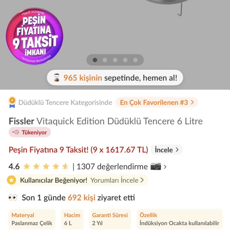 Orijinal Olmayan Düdüklü Tencere, Yanıltıcı Satıcı Bilgisi Ve İade Reddi