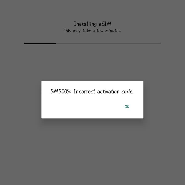 Maya eSIM Activation Failed With SMS005 Incorrect Activation Code Error