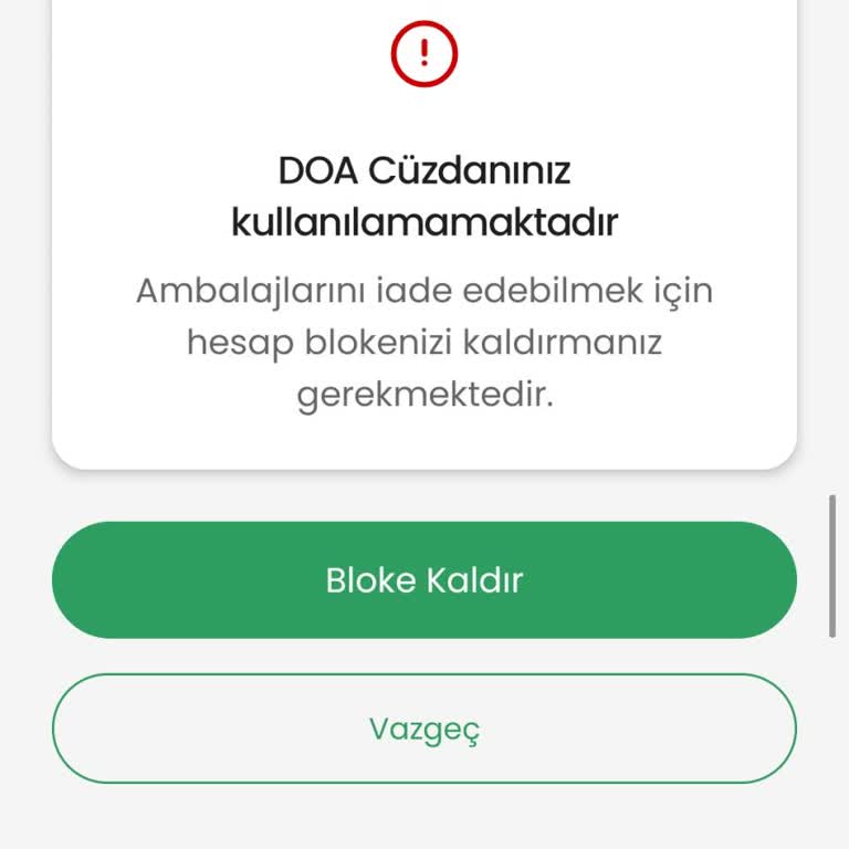 Doa Geri Dönüşüm Uygulamasında Hesap Blokajı Ve 76 TL Bakiye Erişimi Sorunu