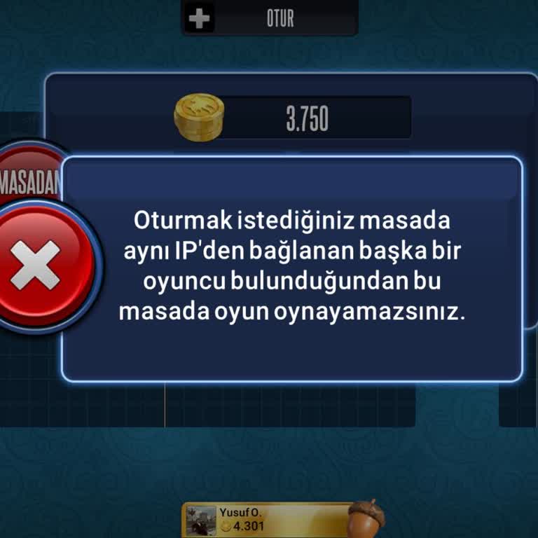 101 Okey Plus’ta Yanlış IP Tespiti Nedeniyle Masaya Katılamama Sorunu