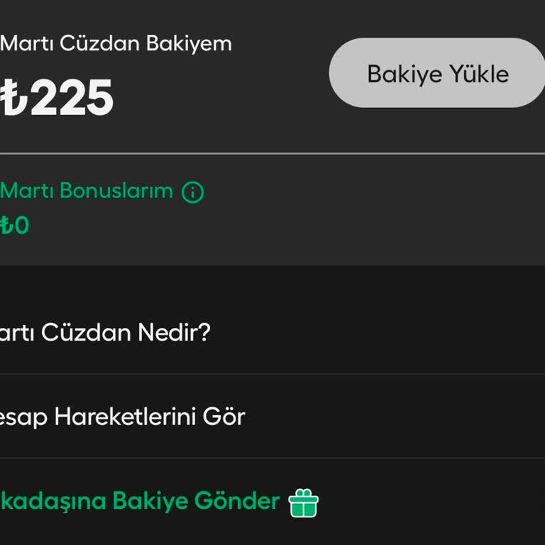 Martı Cüzdanına Yanlışlıkla Yüklenen 225 TL’nin İadesi Talebi