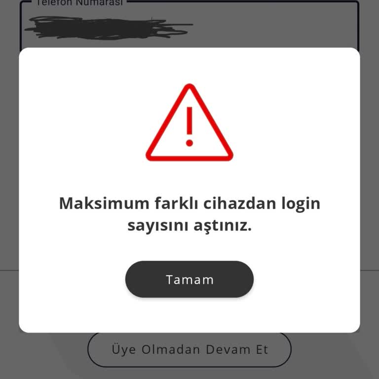 Petrol Ofisi Mobil Uygulamasında Cihaz Sınırı Aşımı Nedeniyle Giriş Ve Kampanya Erişim Sorunu