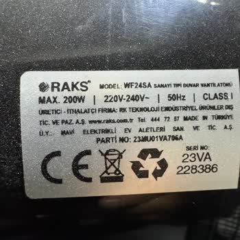 Raks WF24SA Vantilatöründe Dönme Arızası Tekrarlıyor, Değişim Ve İade Talebi