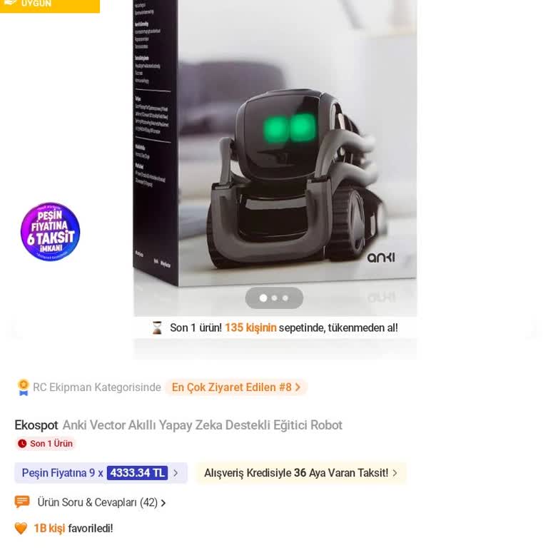 Anki Vector Robotunun Trendyol Fiyatı Çok Yüksek
