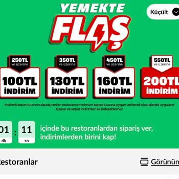Trendyol GO Uygulamasındaki Flaş İndirim Azalması Ve Bilgilendirme Eksikliği