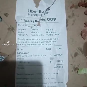 Uber Eats İlk Defa Sipariş Verdiğim Bu Restorana Çok Pişmanım