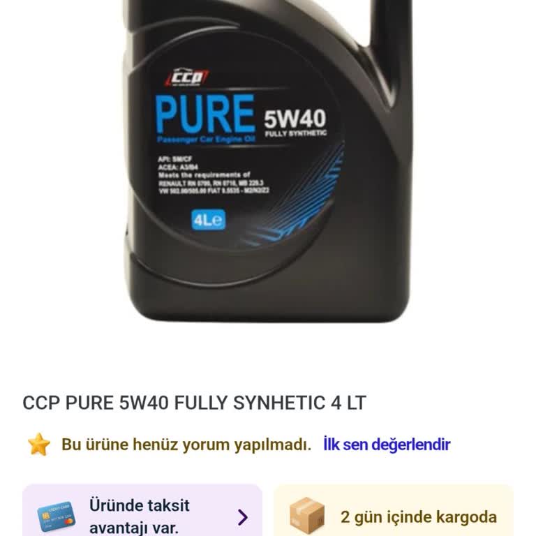Epttavm Pure 5W40 Motor Yağı Siparişimin Kargoya Verilmemesi