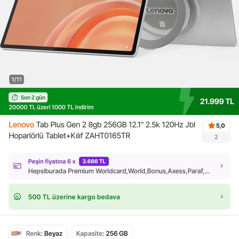 Hepsiburada’da Lenovo Tablet Fiyat Farkı İadesi Reddedildi