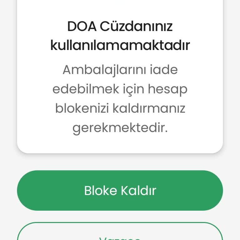 Vodafone Doa Geri Dönüşüm Uygulamasında Hesap Blokesinin Kaldırılması Ve Bakiyeye Erişim Talebi