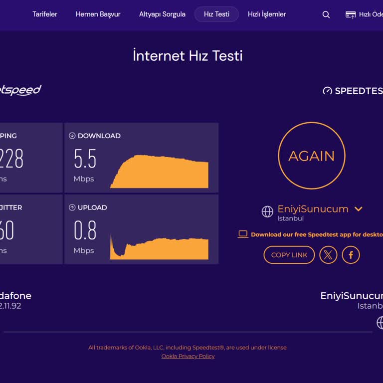 Vodafone Ev İnternetinde Gece Saatlerinde Sürekli Hız Düşüklüğü Ve Kesintiler