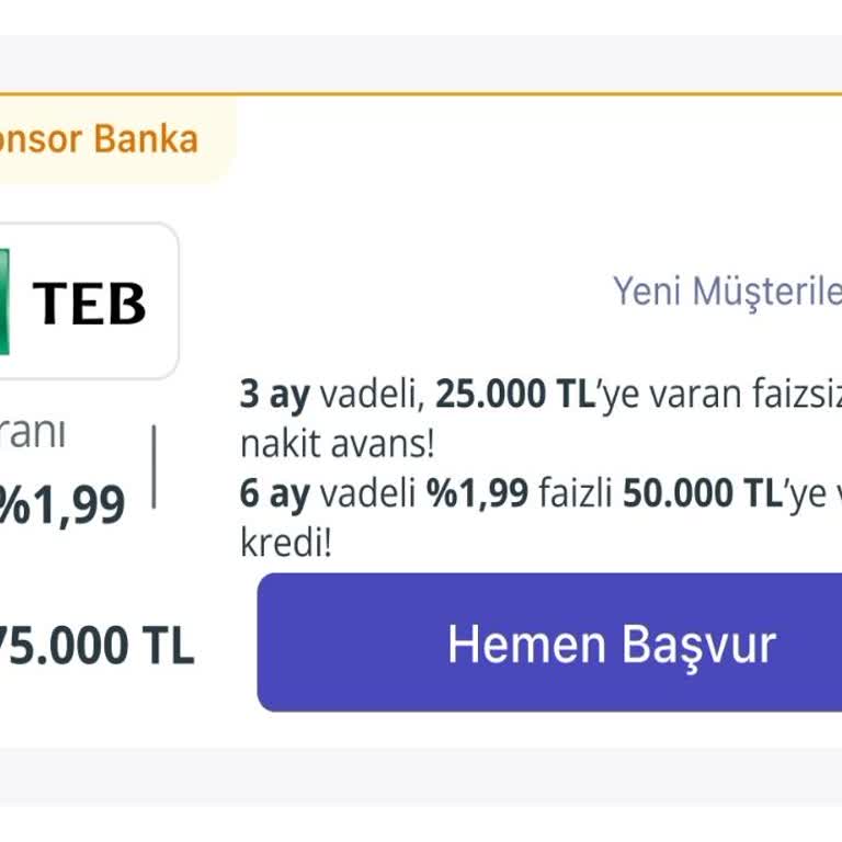 TEB Yanıltıcı Kampanyası İle Beklenen Faizsiz Nakit Avans Ve Düşük Faizli Kredi Sunulmadı
