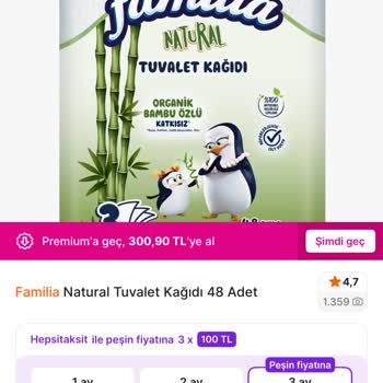 Hepsiburada Premium Üyelikte Fiyat Tutarsızlığı Tuvalet Kağıdı 300 TL'den 400 TL'ye