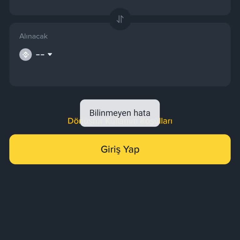 Binance TR Hesabına Girişte Bilinmeyen Hata Ve 150.000 TL Bakiyeye Erişilememe
