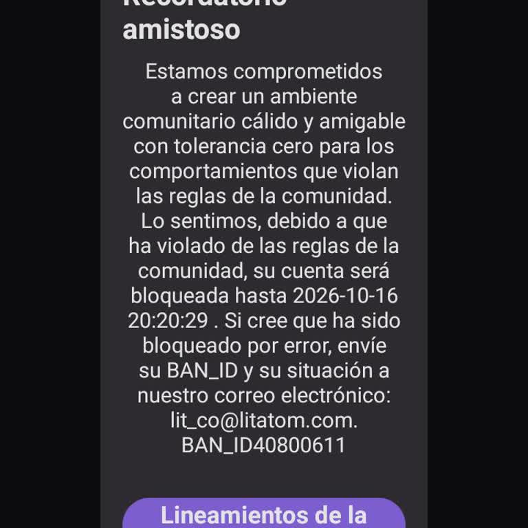 Litmatch, baneo de cuenta sin justificación, solicito reactivación