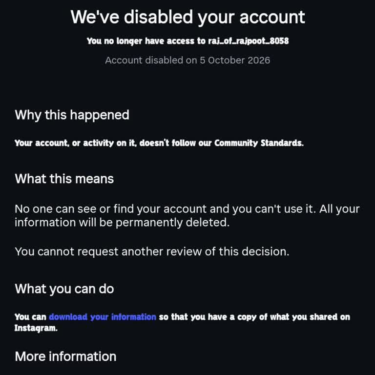 Cuenta Instagram suspendida sin aviso, solicito revisión y reactivación